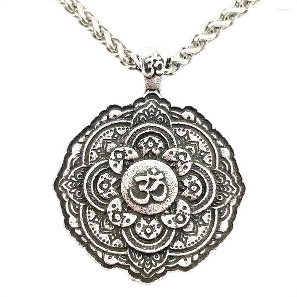 Ketten Nostalgie Heilige Geometrie Frauen OM Yoga OHM Hindu Buddhist AUM Chakra Anhänger Mandala Lotus Blume Halskette