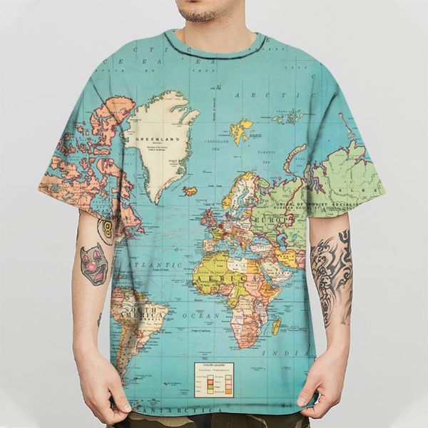 T-shirt da uomo Summer Mode 3D Print / Women's Map Street Manica corta Trend personalizzato T-shirt oversize Design divertente Ea