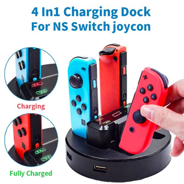 Dock di ricarica 4in1 con LED per Nintendo Switch Stazione di ricarica per controller Joy-con per Nintendo Switch