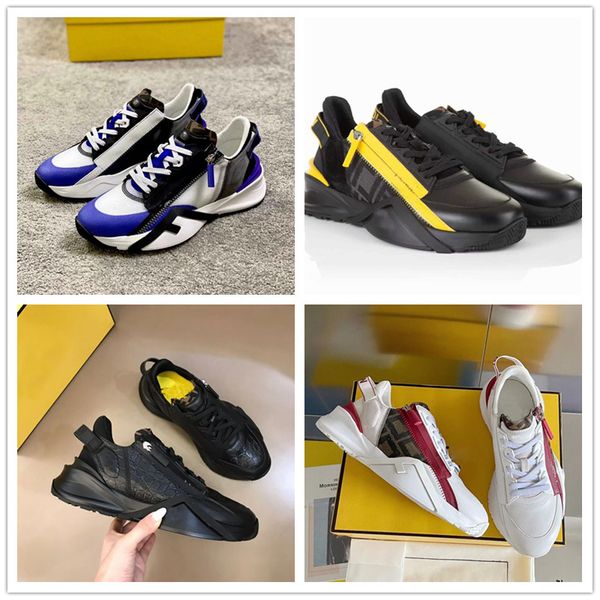 Top Men Luxury Flow Sneakers Shoes Mesh Zipper Comfort Skateboard Walking Rubber Runner Sole Sports Outdoor Famous Brand Tech Tech Fabrics Trainer