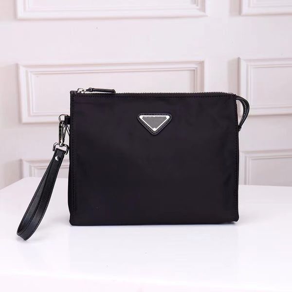 Pochette da uomo firmata Borsa da toilette in nylon nero con fessure all'interno della borsa da trucco casual quotidiana da uomo