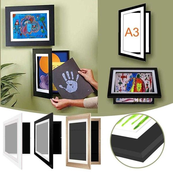 Frames Neuer aufklappbarer Kunst-Fotorahmen, Holz-Fotorahmen, Schattenbox, Frontöffnung, Blumenstrauß-Display, Speicher-Bilderrahmen für Zuhause und Büro Z0313