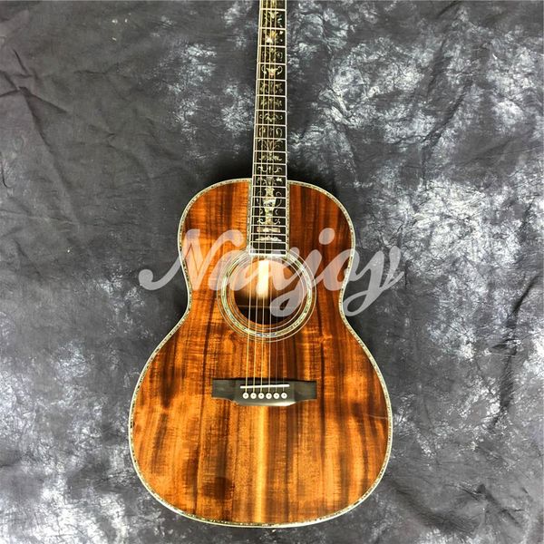 39-Zoll-Akustikgitarre, echtes Abalone-Ebenholz ooo Typ Koa-Holz Guitarra Electrica EQ