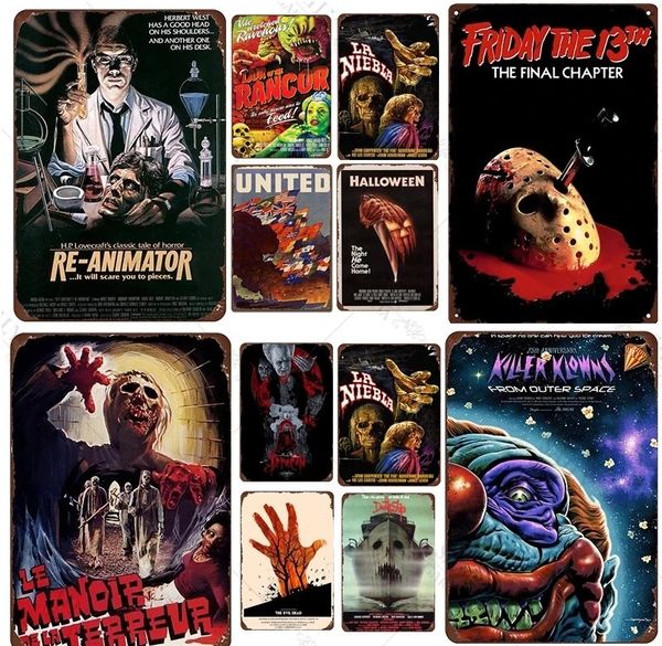 Filmes de terror vintage Poster Metal Pintura placa Sinais