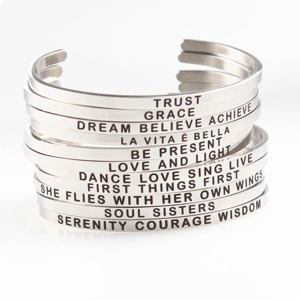 Bangle 4mm Inspirational Words Words Letter Jóias de pulseira podem soltar YP7929