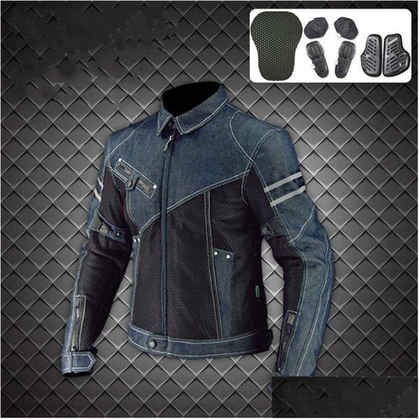 Abbigliamento da motociclista Nuova giacca Komine Jk006 Tuta da corsa in maglia di jeans Locomotiva Abbigliamento anticaduta Equitazione Moto Drop Delivery Mobiles Mot Dhfqh