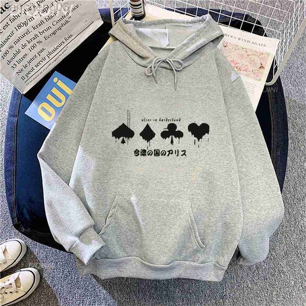 Erkek Hoodies Sweatshirts Alice Borderland Hoodie Sıcak Sweatshirt Erkekler Moda Uzun Kollu Harajuku Y2K Giyim Erkek Külot Üstler Büyük Boy Sudaderas W0313