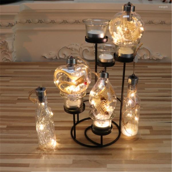 Decoração de festa luzes de fada garrafa de vidro jar jarra em forma de coração ornamentos de árvore de Natal pendurados luz de casamento