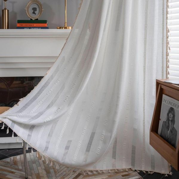 Vorhang American Hollow Out Knit mit Quaste Fenster Blackout Vorhänge für Wohnzimmer Schlafzimmer Küche Tür Home Dekoration