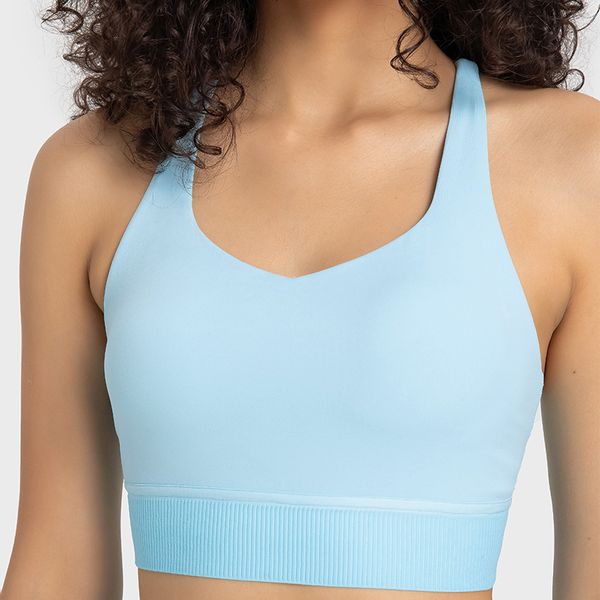 LL Yoga Sport Cinghie Incrociate Reggiseni Cinturino Posteriore Incrociato per Donna Reggiseno Fitness Petto Donna Push Up Senza Cuciture Sport Canotta Biancheria Intima Running GymV LL6712