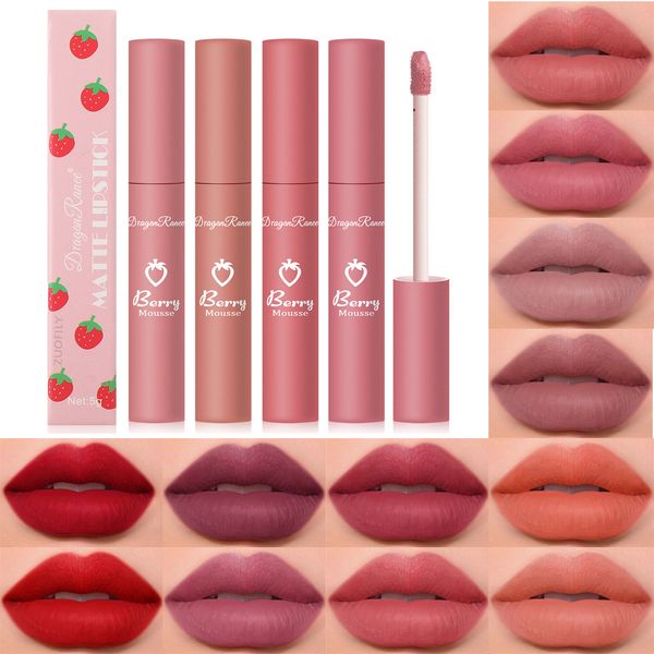 12 Cores Lip Lip Gloss Velvet Glato Lipperting Durning não fácil de desaparecer de batom Sexy Lip Cosmetic