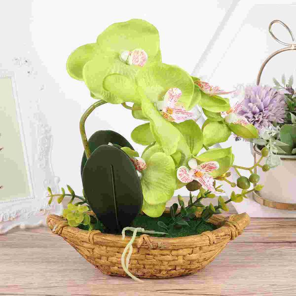 Flores decorativas grinaldas cortes de bomte artificial Potes simulados Plantas Ornamento Plantas da Orquídea Artificial Flowerpot Indoor 230313