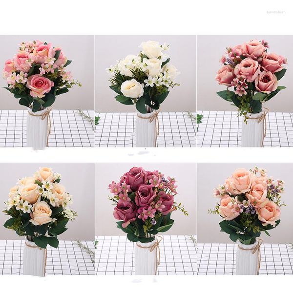 Dekorative Blumen Künstliche Simulation Rose Bouquet Party Seide Gefälschte Blume Home Decor Mariage Hochzeit Liefert