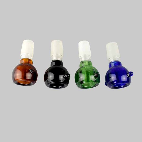 Tigela de vidro em formato de orelhas de urso para cachimbo de água - cabe em articulação masculina de 14 mm e 18 mm, acessório colorido para fumar