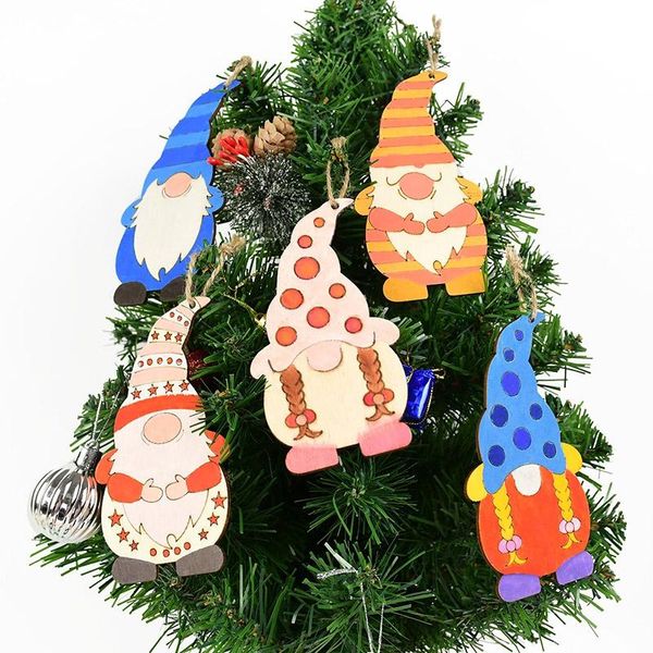 Decorazioni natalizie 10 pezzi / set Pendenti in legno Albero di Natale Ornamenti appesi Fai da te Artigianato in legno per la casa 2023 Anno DecorNatale