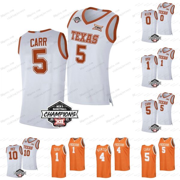 Maglia da basket 2023 Texas Longhorns Ncaa College Maglia bianca Devin Askew Timmy Allen Dylan Disu Vescovo cristiano Marcus Carr Cole