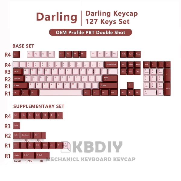 GMK Darling Clone Keycap OEM Profile PBT Keycaps Pink Red 127 Key Caps Set per tastiera da gioco meccanica MX Switch Custom