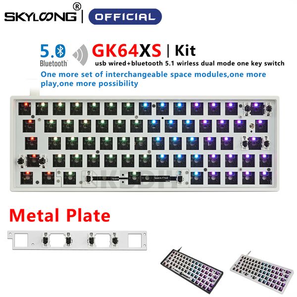 GK64 GK64XS GK64X 64 Tasten, Hot-Swap-fähige mechanische Tastatur, individuelles DIY-Kit, geteilte Leertaste, RGB-Hintergrundbeleuchtung, IP6X Win/Mac SK64