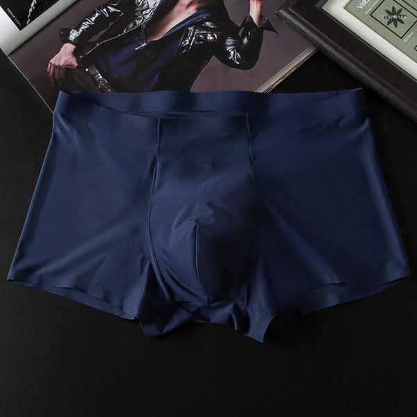 Mutande 3 pezzi Boxer di bambù Calzini felici Uomo Seta di ghiaccio Ultra-sottile Traceless Tinta unita Sexy Uomo nudo Intimo