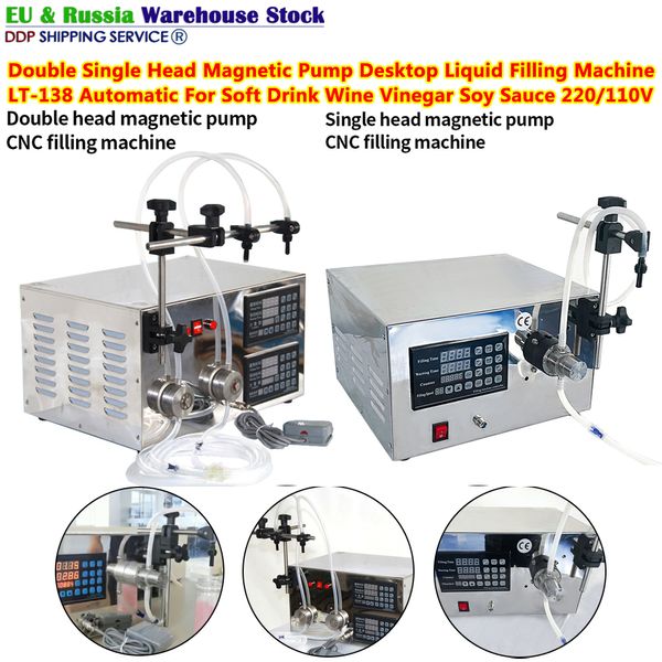 Nuova macchina automatica di rifornimento di liquidi da tavolo CNC con pompa magnetica a doppia testa singola LT-138 Dispositivo di riempimento del profumo per succhi di vino