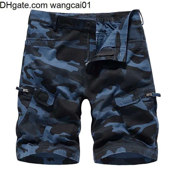 Wangcai01 shorts masculinos para 2023 Summer New Mens Casual Trueers Beach Green Camuflage Shorts Militar Cargo Trabalho Homem Curta