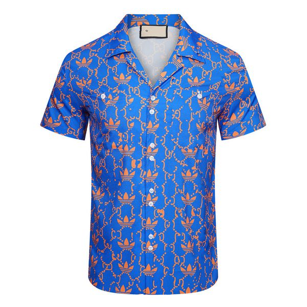 20TT Camisa Havaiana Manga Curta Masculina Moda Estampa Floral Botão Down Bowling Camisas Casuais Camisas Masculinas de Verão M-3XL