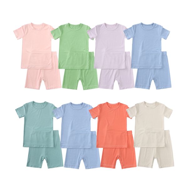 Kinder Kleidung Set Bambus Faser Baby Jungen/Mädchen T-Shirt Shorts Sommerkleidung Baumwolljungen Tracksankinder Kinderbaby Kleidung Set