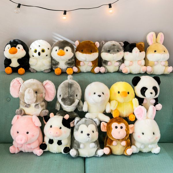 18/23cm Karikatür Anime Ailesi Cowpenguinelephantpigbbit Peluş Peluş Çocuklar İçin Doldurulmuş Bebek Bebek Bebek Toys Toys Çocuk Hediyeleri La556