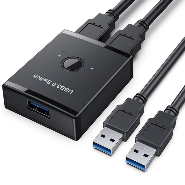 Multi USB Adaptör USB 3.0 Anahtar Seçici, İki yönlü USB Anahtarı 2 /1 Out / 2'de 1 Out, Klavye Fare Tarayıcı Yazıcısı için USB Anahtarlama Adaptörü