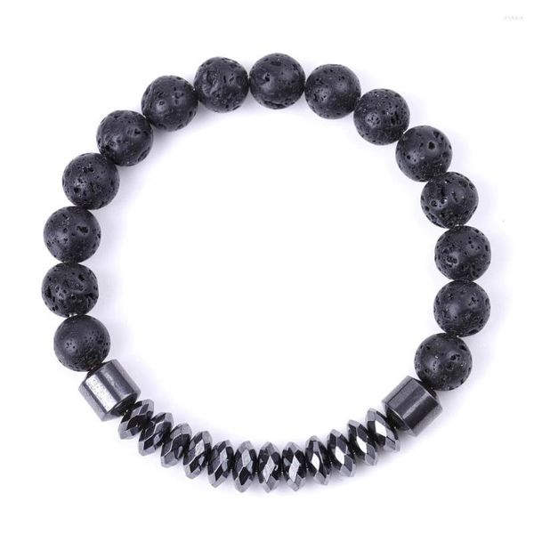 Strand Energy Energy Natural Stone Bracelet Bracelet Rock Black Lava Labradorite Браслеты сбалансируют браслеты для мужчин.