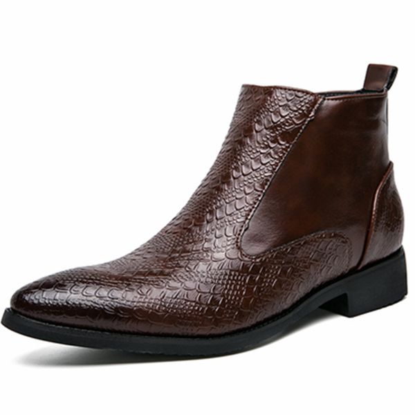 Botas de Chelsea Sapatos de trabalho Italiano Sapatos de bota artesanais para vestido formal Business Business Man Ankl Boot New Cowboy Boots Brown