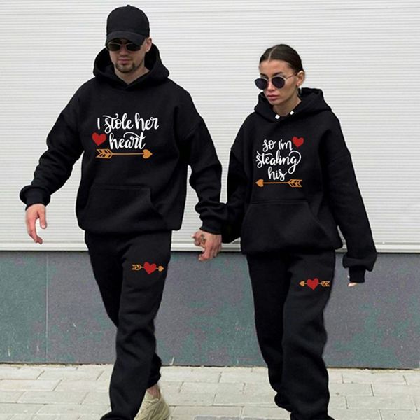 Felpe con cappuccio da donna Felpe Fashion Couple Abbigliamento e pantaloni stampati con cappuccio I Stole Your Heart Mens Ladies Everyday Casual Sports Jogging Wear 230314