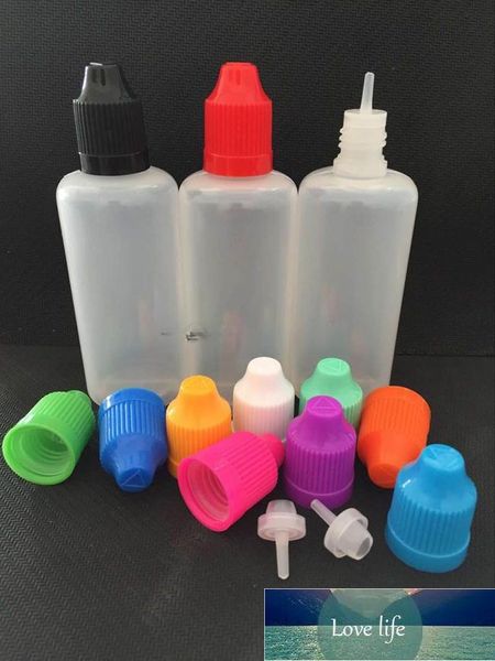 Botellas cuentagotas Eliquid clásicas 3ml 5ml 10ml 15ml 20ml 30ml 50ml 60ml 100ml 120ml Botellas de plástico con tapas a prueba de niños E cigs Botella de jugo