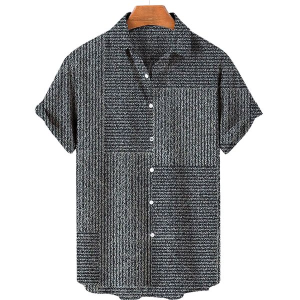 Camisas casuais masculinas Mosaic Hawaiian Men's Short Sleeve Cirtle Open Collar Button Camise