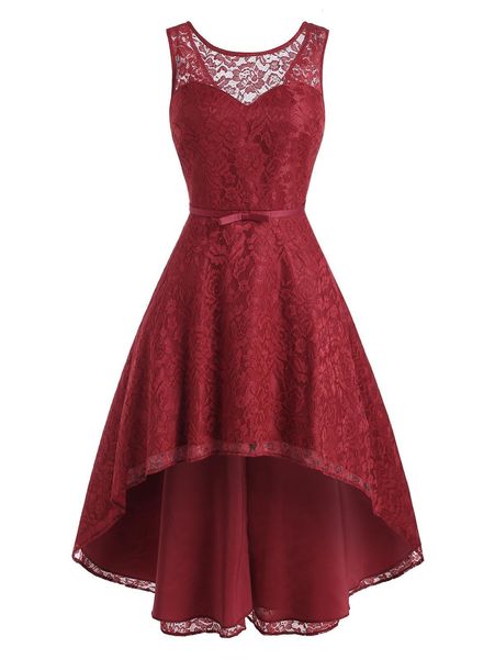 Partykleider Vintage Spitze gegen Rücken hoher Partykleid Cocktail Brautjungfer halb formelles Hochzeitskleid Abendwege Asymmetrische Saumkleider 230314