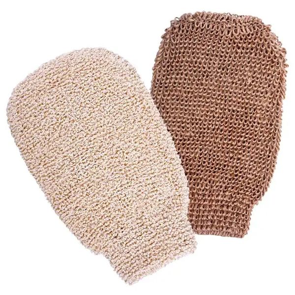 Banyo Scrubber Doğal Peksin Eldiven Eldivenleri Kenevir Sisal Fiber Banyo Spa Duş İnatçı Loofah Ovma Mitt Mitten Sünger Ölü Cilt Kaldır Jüt Eldivenleri