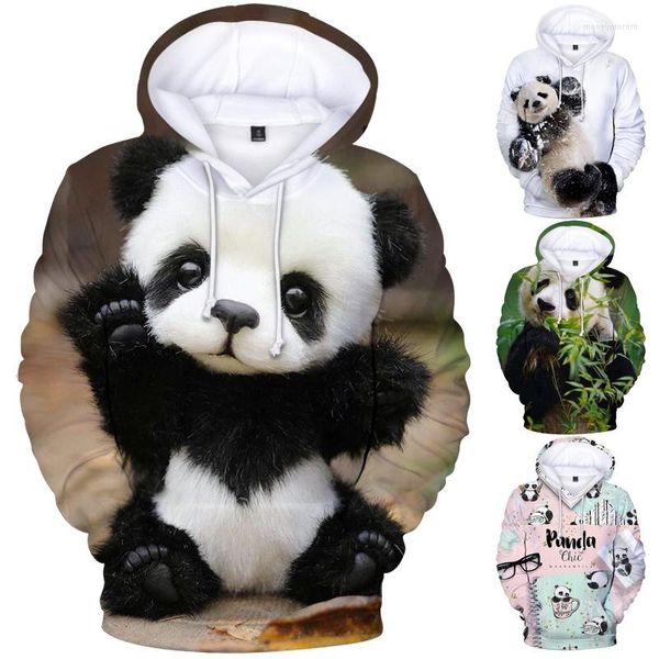 Hoodies masculinos fofos panda 3d capuz estampado primavera outono unissex moda alojamento com capuz meninos meninas diariamente moletons casuais casuais