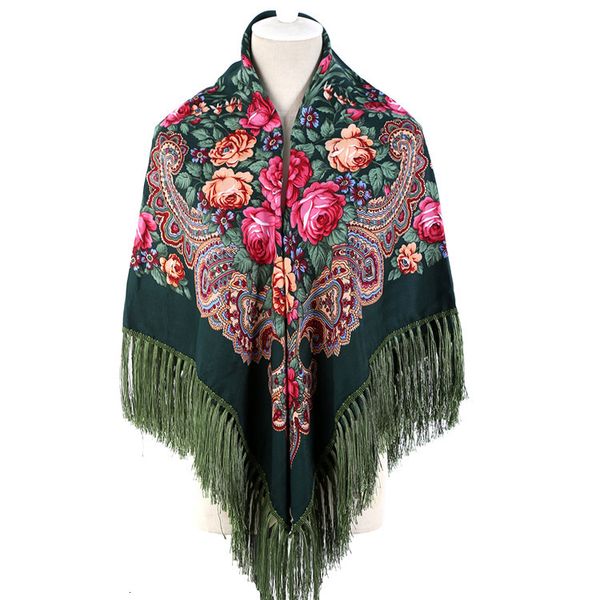 Scialli Mantello russo Grande fiore stampato Sciarpa generosa Scialle da donna Caldo Autunno Inverno Sciarpa multifunzione Poncho Mantelle Verde 230314