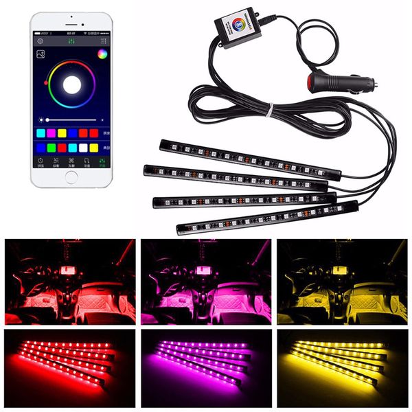 Atmosfera per auto Strisce Luci Illuminazione per i piedi LED USB Accendisigari per auto Accendisigari Telecomando Decorativo per interni LED per lampade Accessori per strisce usalight