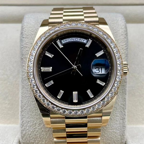 ZP relógio masculino atualizado com relógio de designer de diamante M228348rbr-0039 40MM safira pulseira preta à prova d'água ajustável pulseira de ouro puro certificado de caixa original