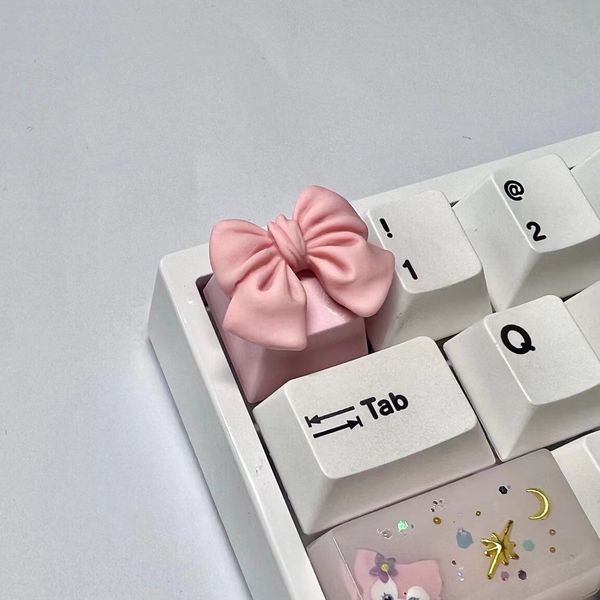 Novo Bowknot Cute escasa -keycap oem kawaii rosa branco keycaps girl woman para perfil cereja mx switch teclado mecânico