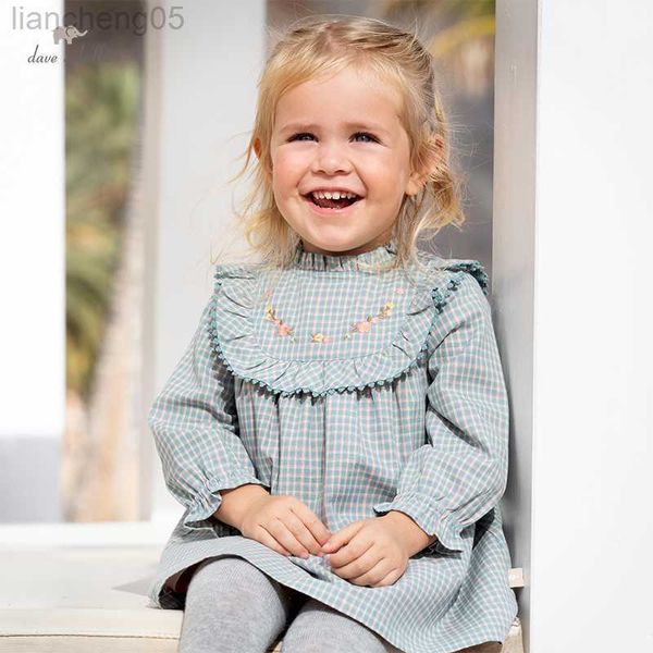 Mädchenkleider DB1220233 Dave Bella Frühling Baby Mädchen niedlich Blumen Plaid Print Kleid Mode Party Kleid Kinder Mädchen Kleinkind Lolita Kleidung W0314