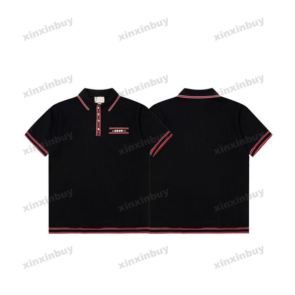 xinxinbuy T-shirt da uomo firmata 23ss Striscia di colore Nastro lettera ricamo stella a cinque punte cotone manica corta donna Nero Bianco rosso XS-2XL