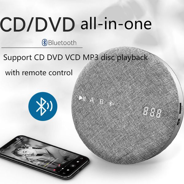 Новый портативный Bluetooth CD Player DVD VCD mp3 Hifi с динамиком Walkman USB Vintage Music с удаленным контролем Stereo Home Изучение