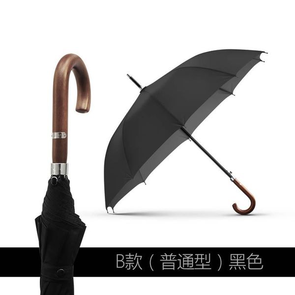 Guarda -chuvas britânicas guarda -chuva vintage masculino de madeira à prova de vento Longa alça 10 o osso do grande presente de negócios japonês de Rain Man Y6s