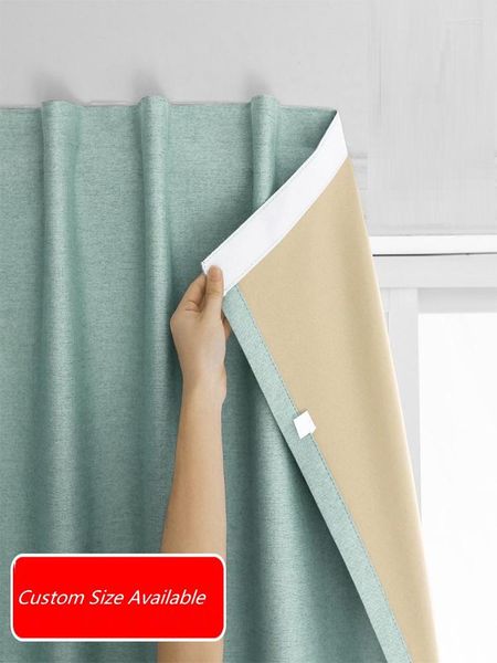 Cortina de cortinas de blecaute automático moderno para sala de estar quarto nórdico cor de cor sólida furos simples cortinas de janela grátis instalar fácil instalação