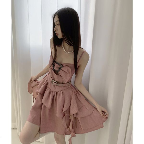 Vestidos casuais Spring Spring Clothing estilo chinês Break Break French Rregular Chic exclusivo Rosa Temperamento 230313