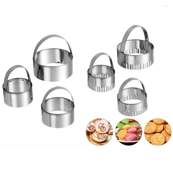 Moldes de cozimento 3pcs Aço inoxidável Acessórios para moldes de biscoitos não-biscoitos Cutter redondo com alça para ferramentas de cozinha