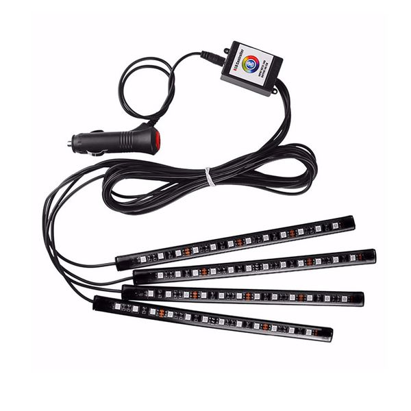 Atmosfera de carro tiras de luzes iluminação de pé USB carros led de pé de controle remoto de controle remoto interior Ambientes decorativos LEDs tiras de tiras de acessórios Crestech168