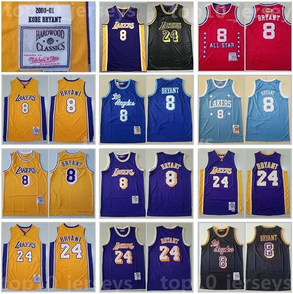 Maglia da basket vintage retrò personalizzata 8 bean bryant the black mamba all-star ed 1996 1997 1999 2001 2002 2002 2003 di buona qualità team yello